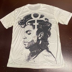 Prince Unisex Adults White Printed Short Sleeve Crew Neck Pullover T Shirt L XL